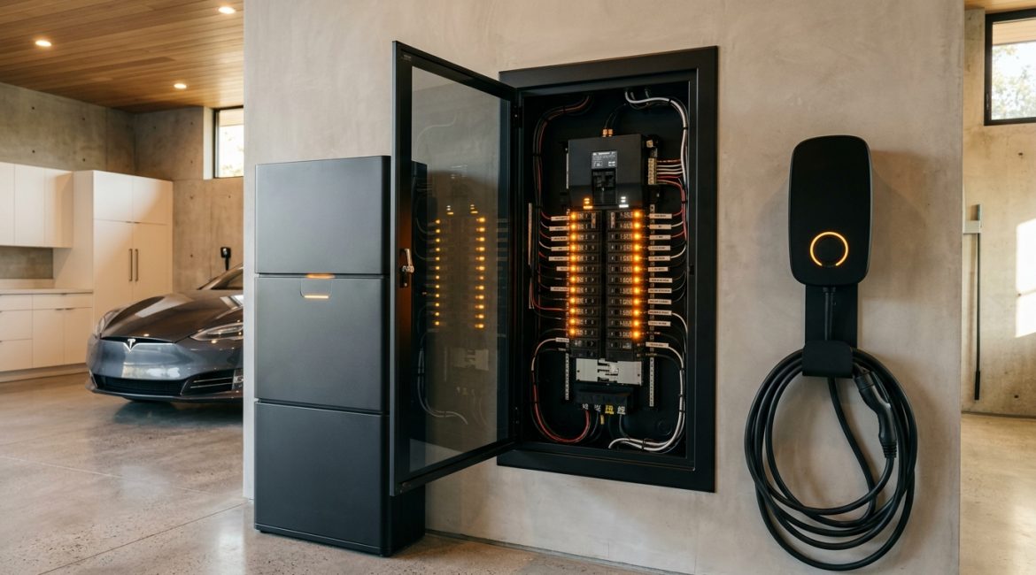 Smart Electrical Panel SPAN with Glowing Status LEDs and Home Battery Storage System 2026