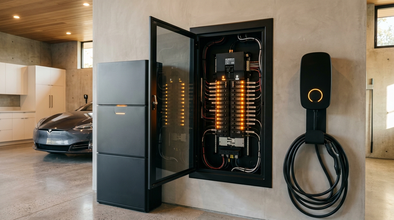 Smart Electrical Panel SPAN with Glowing Status LEDs and Home Battery Storage System 2026